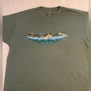 Mens Newport Green Live 2 Fish Graphic Tee Size XXL